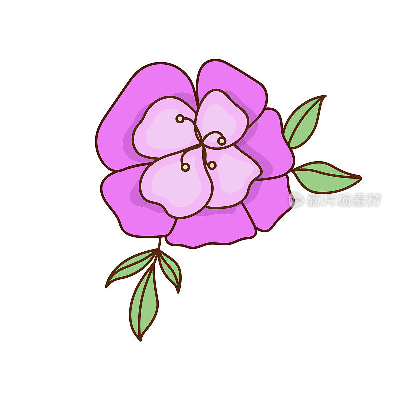 Drawing of  blooming flower. Vector flat illustration.  Icon, sticker.